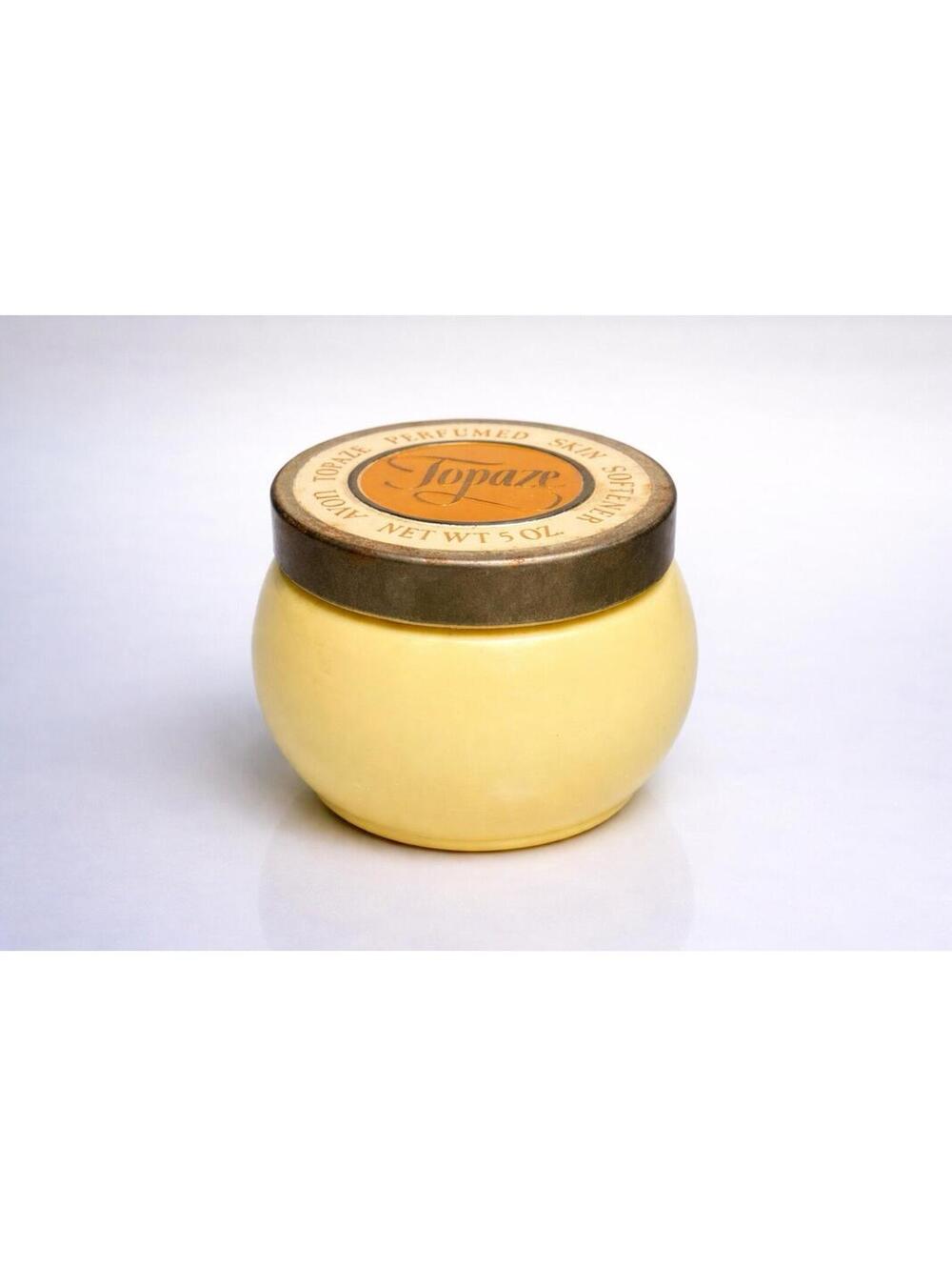 Avon 1970s Topaze Perfumed Skin Softener Cream Jar, 2x2.5”